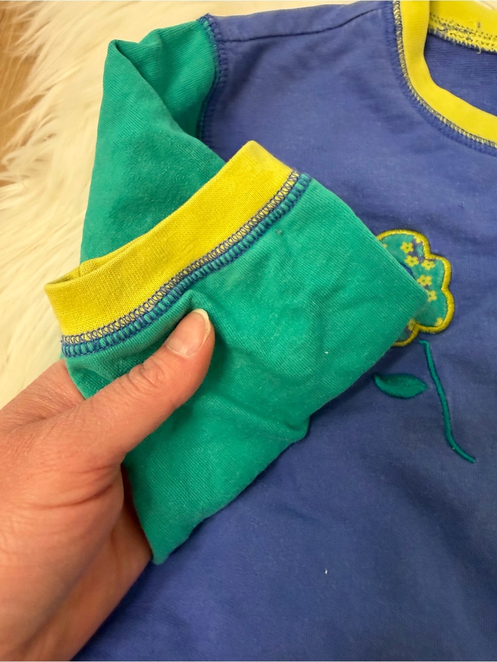 Gymboree Vintage 1990 Blue & Teal Floral Sweatshirt 100% Cotton Size 3/4 - Picture 4 of 6